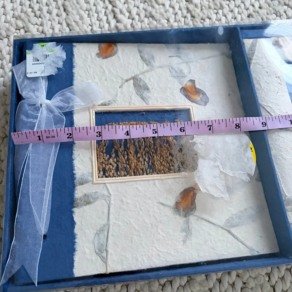 VTG 90s Dried Pressed Flowers Paper Picture Frame Photo Album Gift Set NEW NIB